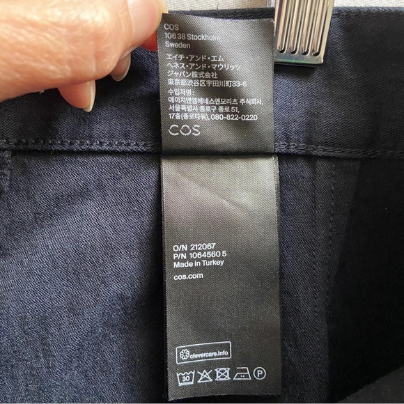 COS high waisted ankle length black cotton trousers Sz 42 - Picture 7 of 11